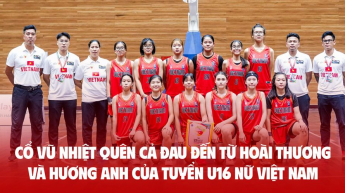 Cổ vũ nhiệt quên cả đau đến từ Hoài Thương và Hương Anh của tuyển U16 nữ Việt Nam