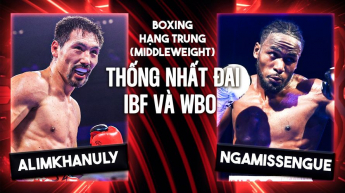 Trận đấu giữa Alimkhanuly vs Ngamissengue -  Boxing hạng trung (Middleweight) thống nhất đai IBF và WBO